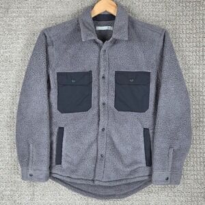 Outerknown Skyline Mens Gray Fleece Snap Shirt Jacket Large Recycled Polyester